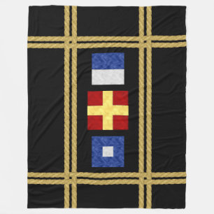 Monogram för vattenfärg Nautical Maritime Signal F Fleecefilt