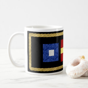 Monogram för vattenfärg Nautical Maritime Signal F Kaffemugg