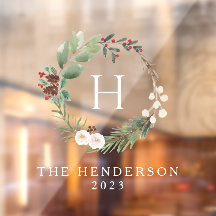 Monogram för vattenfärgen jul - andekransfamilj