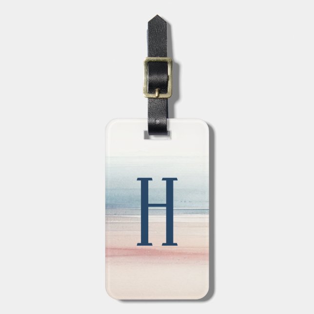 Monogram för vattenfärgsblock bagagebricka (Vertikal Framsida)