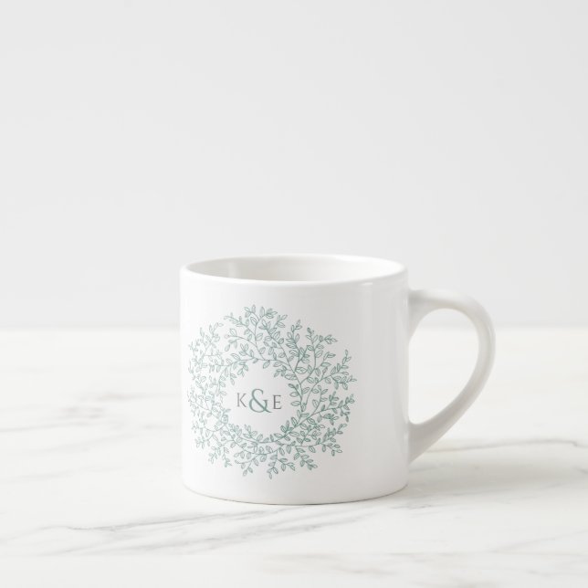 Monogram för vigselgåva med bladcirkel espressomugg (Höger)