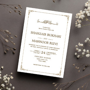 Monogram för Vintage Ram Islamiska Bröllop Inbjudningar