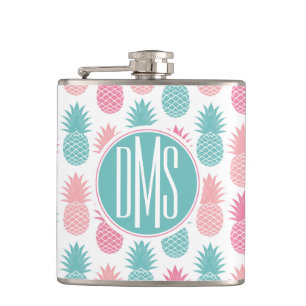 Monogram för vintageananasmönster fickplunta