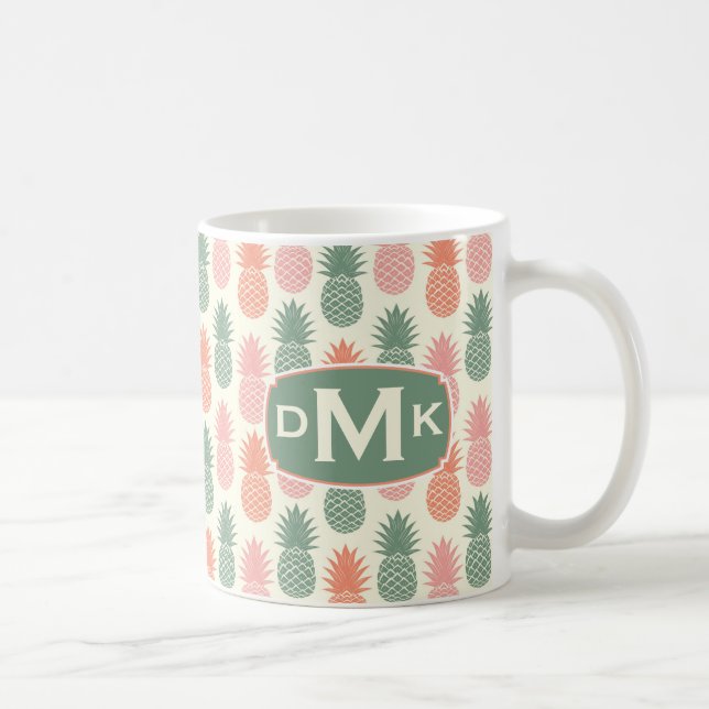 Monogram för vintageananasmönster | kaffemugg (Höger)