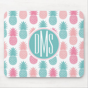 Monogram för vintageananasmönster musmatta