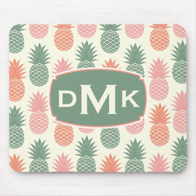 Monogram för vintageananasmönster | musmatta (Framsidan)