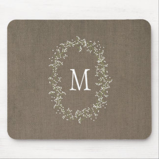 Monogram för vintageBurlapblommigt Musmatta