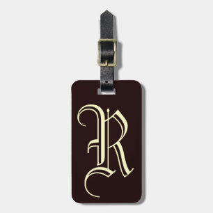 Monogram för vintageengelskabrev R Bagagebricka