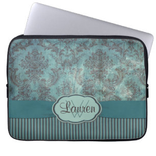 Monogram för vintagekrickadamast laptop fodral