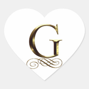 Monogram för VIP-guld" G" Hjärtformat Klistermärke