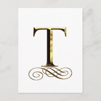 Monogram för VIP-guld" T" Vykort
