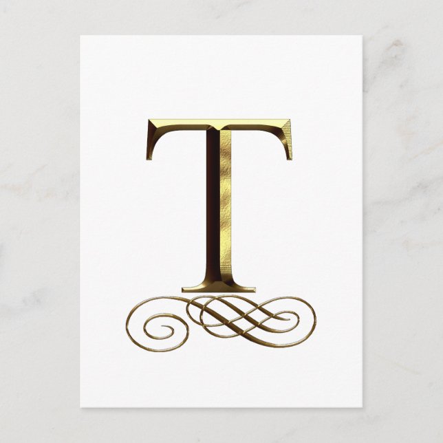 Monogram för VIP-guld" T" Vykort (Framsida)