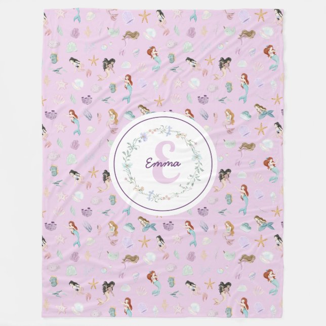 Monogram för visuella Sjöjungfruar Fleecefilt (Framsidan)