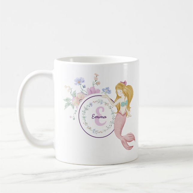 Monogram för visuella Sjöjungfruar Kaffemugg (Vänster)