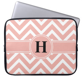 Monogram för vit Chevron från rosa ros Guld Faux F Laptop Fodral