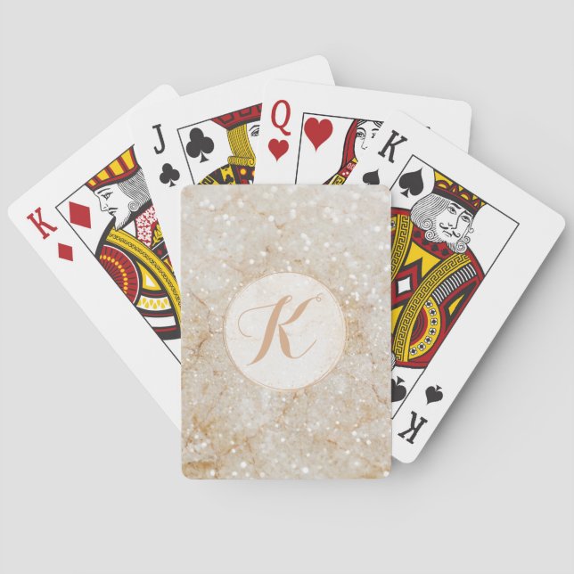 Monogram för vit och Guld Gnistra Casinokort (Baksidan)
