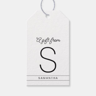 Monogram för vit och svart Personlig Initial Namn Presentetikett