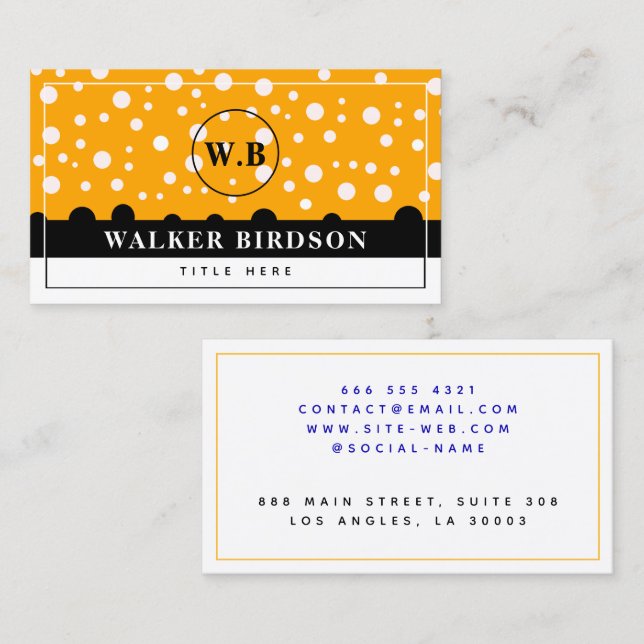 Monogram för vit svart Orange, elegant - initialt (Fram/baksida)