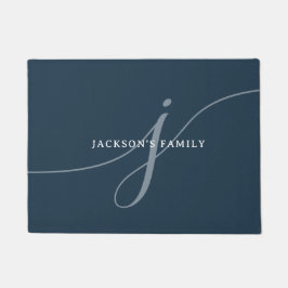 Monogram för vitt skript i eleganten Plain Navy Wh