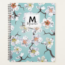 Monogram för White Cherry Blommar Stationery