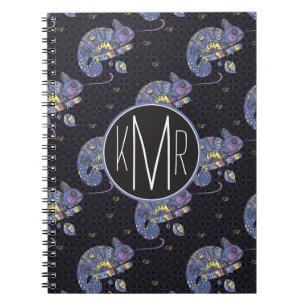 Monogram för Zentangle ödla   Anteckningsbok Med Spiral