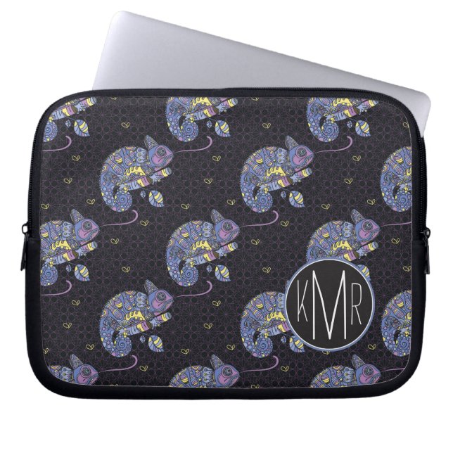 Monogram för Zentangle ödla | Laptop Sleeve (Framsidan)