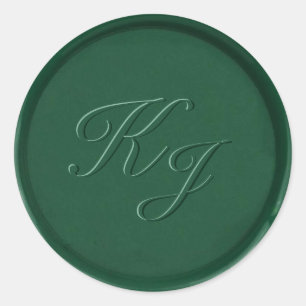 Monogram Forest Grönt Vax Seal Sticker Runt Klistermärke