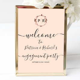 Monogram Förlovningsfest Välkomstskylt Skumskiva Poster