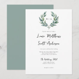 Monogram formellt minimalistiskt flytande Bröllop Inbjudningar