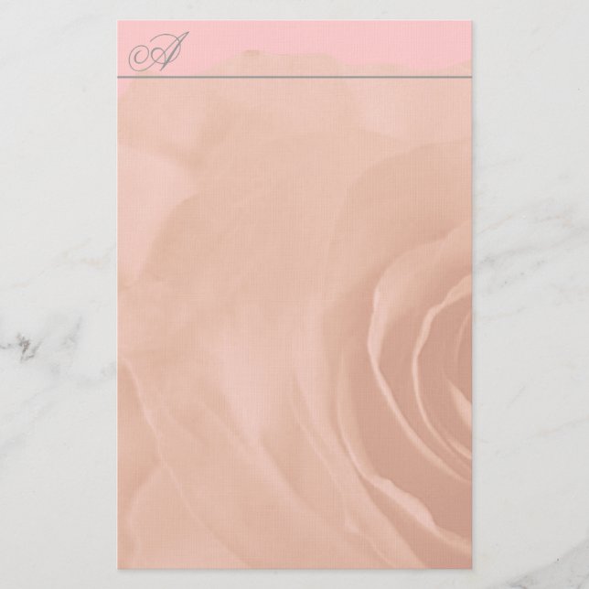 Monogram-förråd Ro på Blekens Rosa Brevpapper (Framsida)