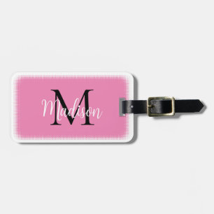 Monogram första anpassade namn - Rosa - resggage-t Bagagebricka