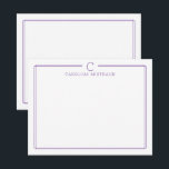 Monogram Första Bokstav Ledig Lila Kant Brevpapper Anteckningskort<br><div class="desc">Denna design har en tunn dubbelkant med utrymme för ett monogram och namn och en matchande bakdesign. Klicka på knappen för anpassning om du vill justera designelementen och/eller ytterligare ändra texten! Variationer av denna design, ytterligare färger samt matchande produkter finns tillgängliga i vår butik, zazzle.com/store/doodlelulu. Kontakta oss om du vill...</div>