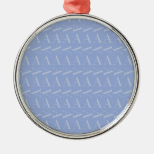 Monogram första Brev A, blå Julgransprydnad Metall