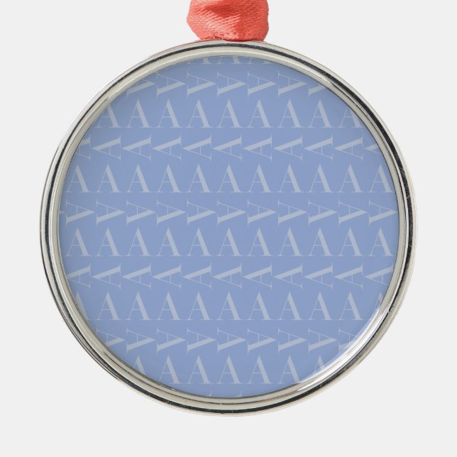 Monogram första Brev A, blå Julgransprydnad Metall (Framsidan)