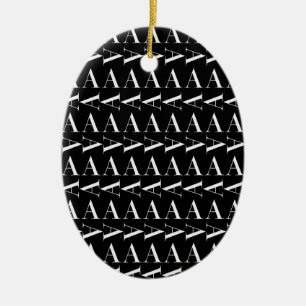 Monogram första Brev A, välj bakgrund Färg Julgransprydnad Keramik