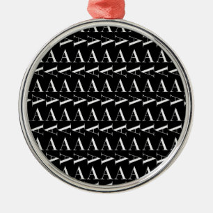 Monogram första Brev A, välj bakgrund Färg Julgransprydnad Metall