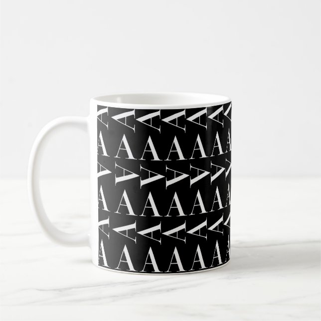 Monogram första Brev A, välj bakgrund Färg Kaffemugg (Vänster)