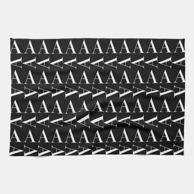 Monogram första Brev A, välj bakgrund Färg Kökshandduk (Horisontell)