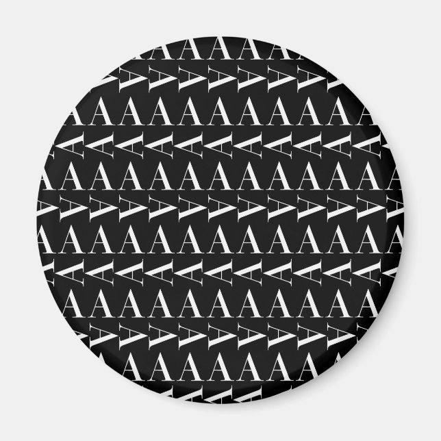 Monogram första Brev A, välj bakgrund Färg Magnet (Framsidan)