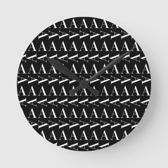 Monogram första Brev A, välj bakgrund Färg Rund Klocka (Framsida)