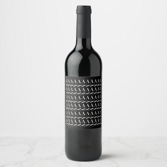 Monogram första Brev A, välj bakgrund Färg Vinflaska Etikett (Framsida)
