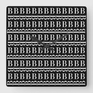 Monogram - första Brev B, välj bakgrund Färg Fyrkantig Klocka
