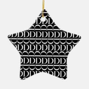 Monogram första Brev D, välj bakgrund Färg Julgransprydnad Keramik