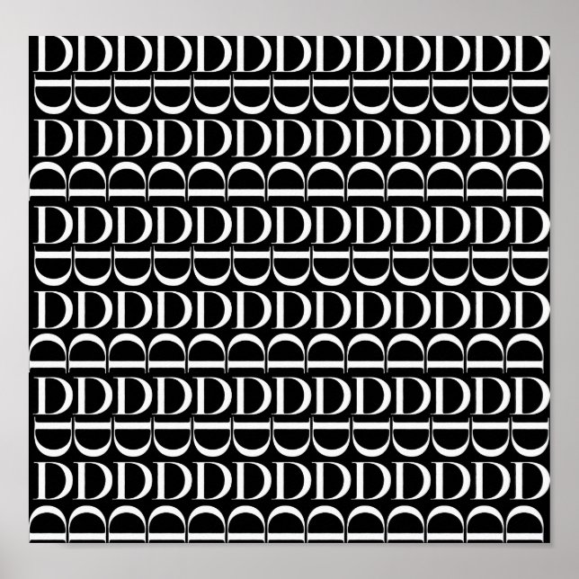 Monogram första Brev D, välj bakgrund Färg Poster (Framsidan)