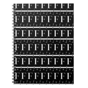 Monogram första Brev F, välj Bakgrund Färg Anteckningsbok Med Spiral