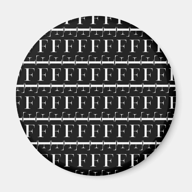 Monogram första Brev F, välj Bakgrund Färg Magnet (Framsidan)