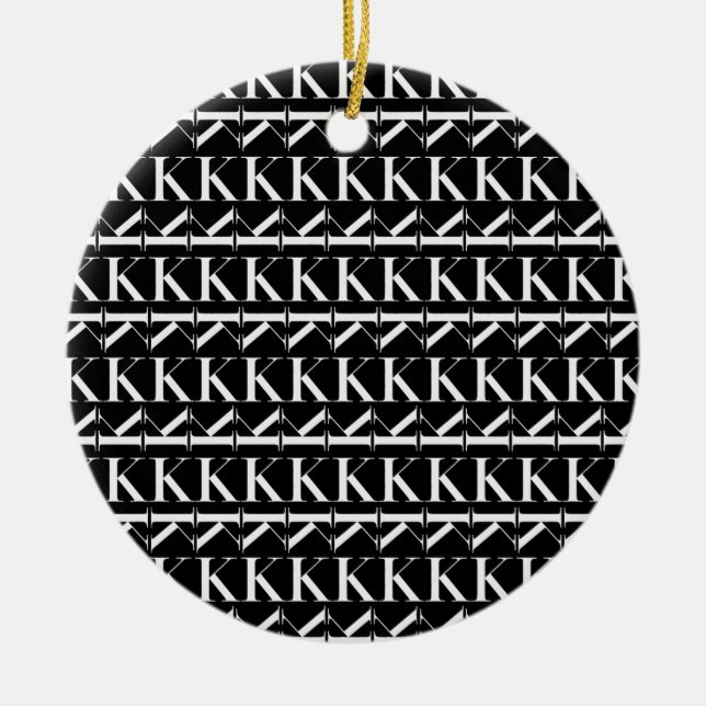 Monogram - första Brev K, välj bakgrund Färg Julgransprydnad Keramik (Framsidan)