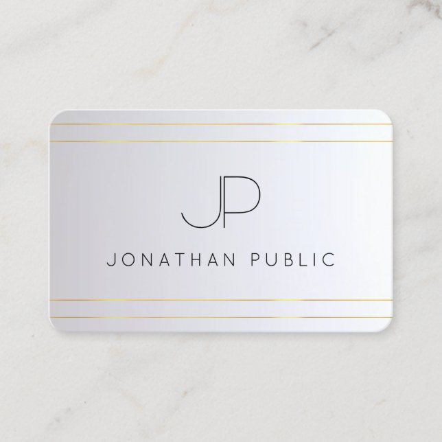 Monogram första Eleganten Guld Silver Visitkort (Framsida)