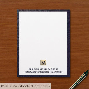Monogram första Emblem Blue Business Letterhead Brevhuvud