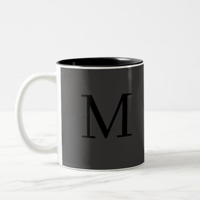 Monogram första enkel, minimalistisk modern Elegan Två-Tonad Mugg (Vänster)